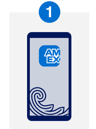 Phone screen showing American Express logo and flourish.